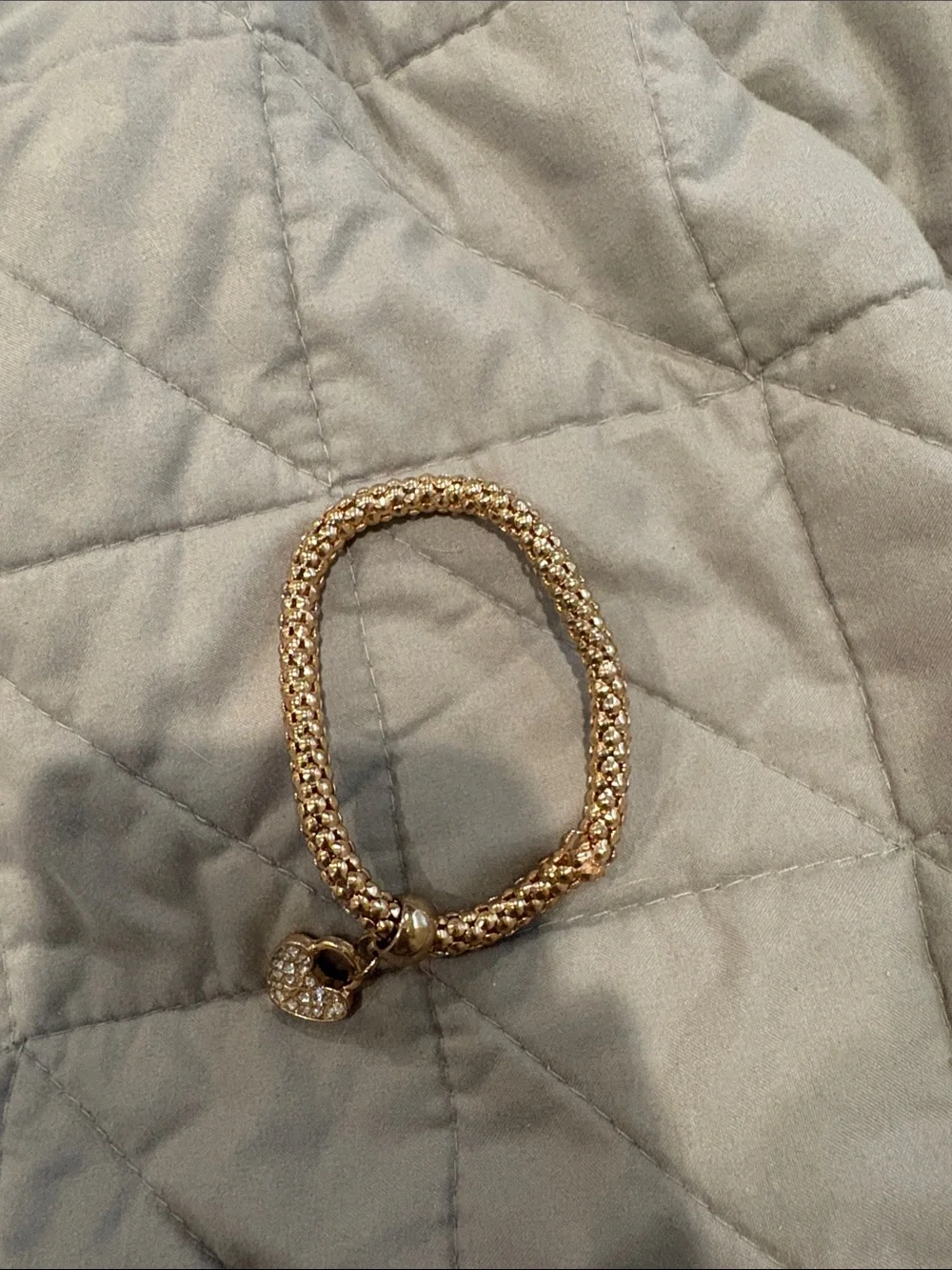 Gold Crystal Heart Lock Bracelet - Women Jewelry